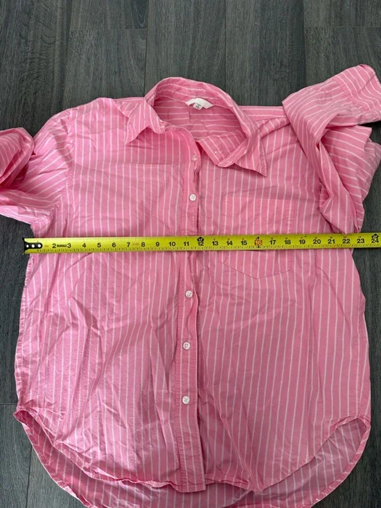 EUC Oversized Pink & White Pinstripe Button Down Cotton Boyfriend Shirt - Medium - Picture 6 of 9